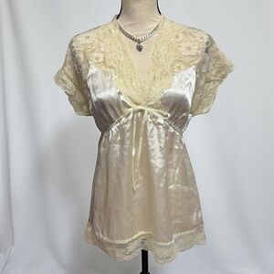 Vintage Cream Lace Baby Doll Lingerie Top